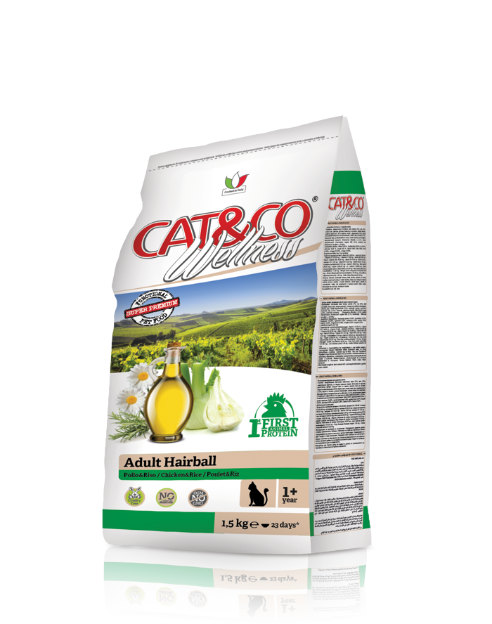 CAT&CO W AD HAIRBALL Pollo Piselli Kg 10