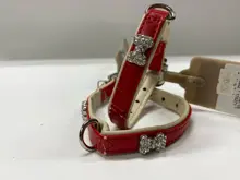 Ferribiella COLLARE C/OSSO ECO PELLE ROSSO 24CM