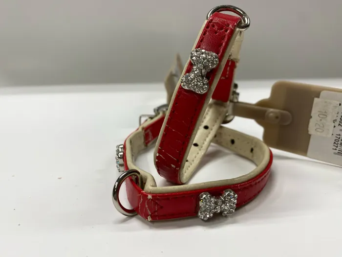 Ferribiella COLLARE C/OSSO ECO PELLE ROSSO 24CM