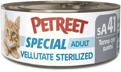 PETREET LE VELLUTATE STERILIZED TONNO SURIMI GUSTO GRANCHIO Gr70